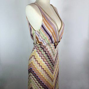 Missoni Orange Label V-Neck Zigzag Knit Dress